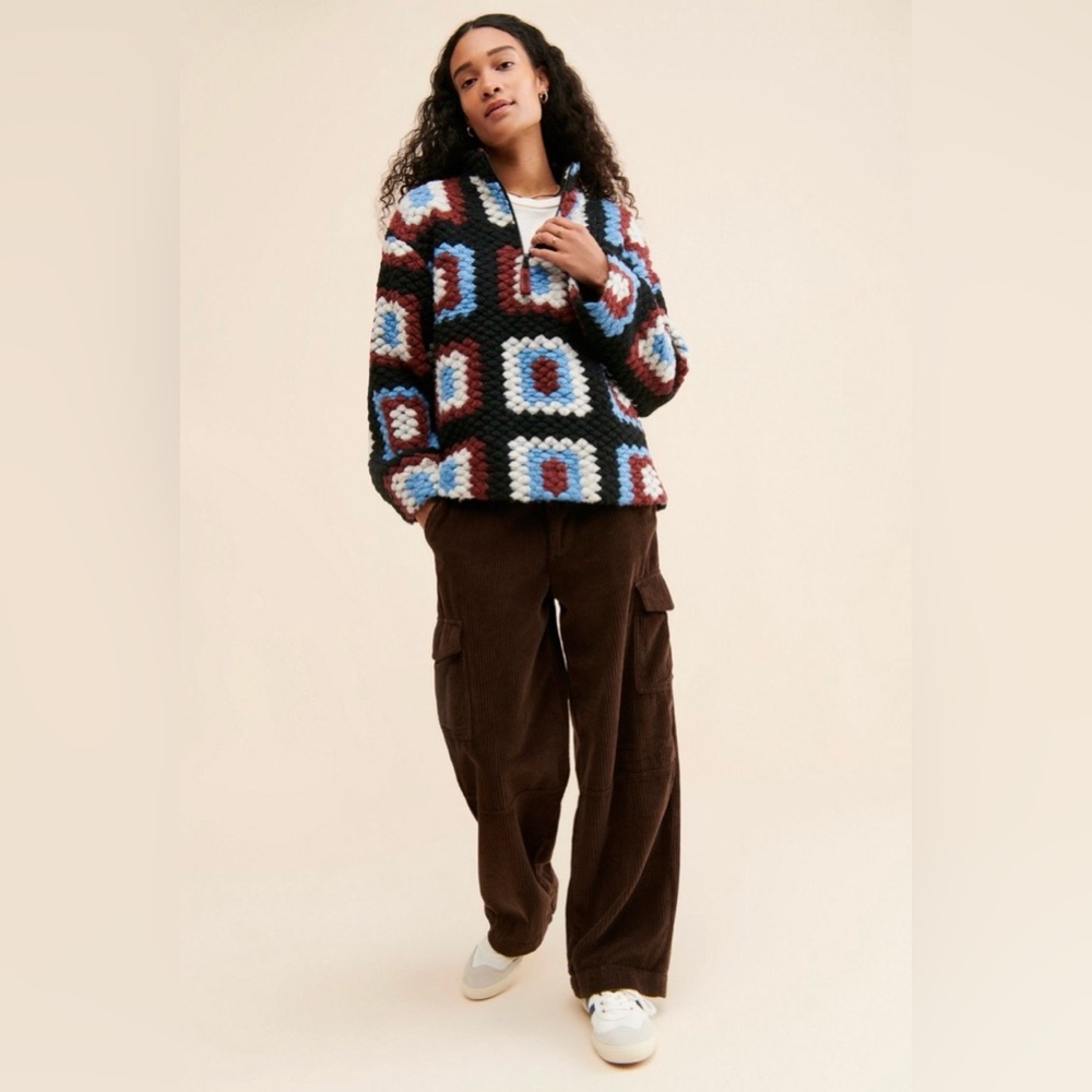 Damson Madder Agnes Crochet Half Zip Pullover Size 4 - Picture 6 of 13